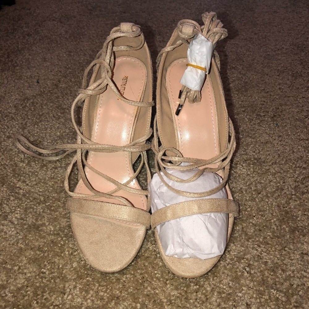 Cream strappy heel sandals